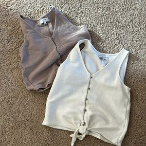 Madewell Cream and Tan Tank Tops
